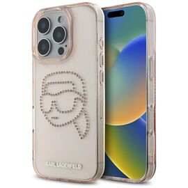 Karl Lagerfeld IML Rhinestones Karl Head Case for iPhone 16 Pro Pink | Techbox
