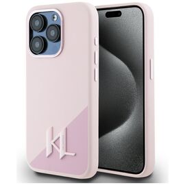 Karl Lagerfeld Silicone Shadow Metal Initial MagSafe Case for iPhone 15 Pro Max Pink - Uncategorized Cases (2) - Cases - Techbox