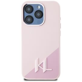 Karl Lagerfeld Silicone Shadow Metal Initial MagSafe Case for iPhone 15 Pro Pink - Uncategorized Cases (2) - Cases - Techbox