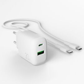 Puro PROLITE 30W USB-A / USB-C wall charger + USB-C - USB-C cable 1.2m - white | Techbox