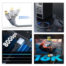 Wozinsky WPS-16AYL1S DisplayPort 2.1 Cable VESA Certified 80 Gb/s 16K@60Hz 8K@120Hz 4K@240Hz HDR HDCP DSC 1m - Black | Techbox