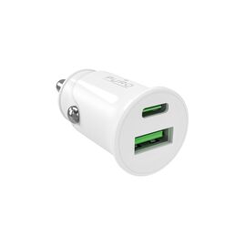 Puro Pro Lite Car Charger 1x USB-A + 1x USB-C Power Delivery 20W - White - Car Chargers - Smartphone Chargers - Techbox