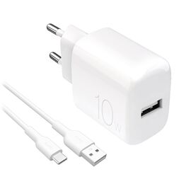 Puro PROLITE 10W USB-A wall charger + USB-A - USB-C cable 1.2m - white | Techbox