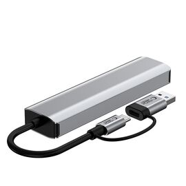 Tech-Protect HB03 HUB Adapter 5in1 USB-C + USB2.0 + USB3.0 + RJ45 - gray | Techbox