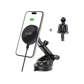 Tech-Protect MM15W-V4 Magnetic MagSafe 15W Car Holder for Cockpit / Windshield / Air Vent - Black