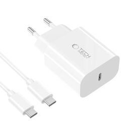Tech-Protect NC20W PD20W USB-C wall charger with USB-C cable - white | Techbox