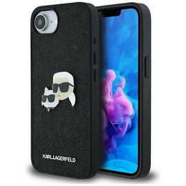 Karl Lagerfeld Fixed Glitter Karl&amp;Choupette Heads Metal Pin iPhone 16e Case - Black - Apple Cases - Cases - Techbox