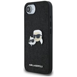 Karl Lagerfeld Fixed Glitter Karl&amp;Choupette Heads Metal Pin iPhone 16e Case - Black - Apple Cases - Cases - Techbox