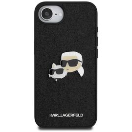 Karl Lagerfeld Fixed Glitter Karl&amp;Choupette Heads Metal Pin iPhone 16e Case - Black - Apple Cases - Cases - Techbox