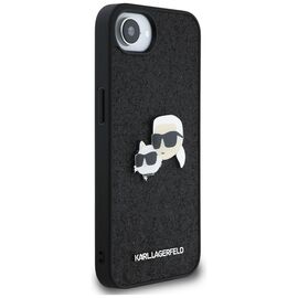 Karl Lagerfeld Fixed Glitter Karl&amp;Choupette Heads Metal Pin iPhone 16e Case - Black - Apple Cases - Cases - Techbox