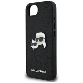 Karl Lagerfeld Fixed Glitter Karl&amp;Choupette Heads Metal Pin iPhone 16e Case - Black - Apple Cases - Cases - Techbox