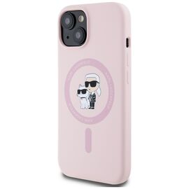 Karl Lagerfeld Silicone Karl&amp;Choupette MagSafe iPhone 15 Case - Pink | Techbox