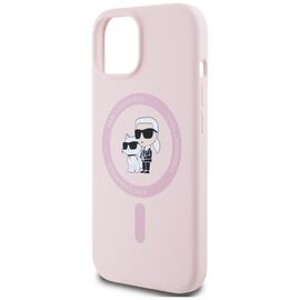 Karl Lagerfeld Silicone Karl&amp;Choupette MagSafe iPhone 15 Plus Case - Pink | Techbox