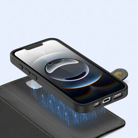 Dux Ducis Lawa iPhone 16e Leather Case with Detachable Magnetic Wallet - Black | Techbox