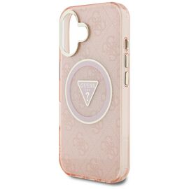 Guess IML Metal Glitter 4G Circle Triangle MagSafe case for iPhone 16 - pink - Apple Cases - Cases - Techbox