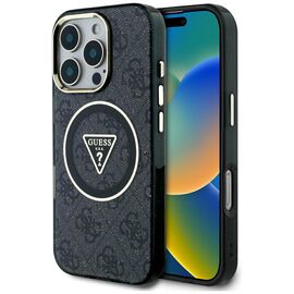 Guess IML Metal Glitter 4G Circle Triangle MagSafe Case for iPhone 16 Pro - Black - Apple Cases - Cases - Techbox