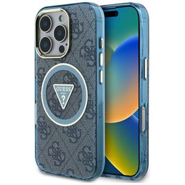 Guess IML Metal Glitter 4G Circle Triangle MagSafe Case for iPhone 16 Pro - Blue - Apple Cases - Cases - Techbox