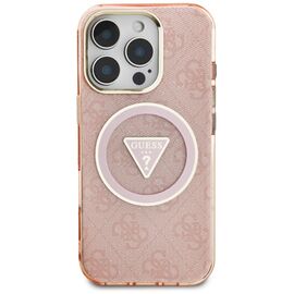 Guess IML Metal Glitter 4G Circle Triangle MagSafe Case for iPhone 16 Pro Max - Pink - Apple Cases - Cases - Techbox