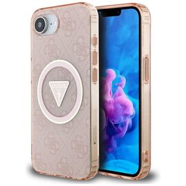 Guess IML Metal Glitter 4G Circle Triangle MagSafe case for iPhone 16e - pink - Apple Cases - Cases - Techbox