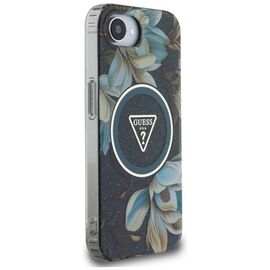 Guess IML Metal Glitter Flowers Triangle MagSafe case for iPhone 16e - black - Apple Cases - Cases - Techbox