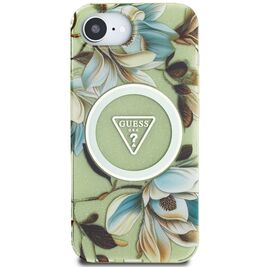 Guess IML Metal Glitter Flowers Triangle MagSafe iPhone 16e Case - Green - Apple Cases - Cases - Techbox