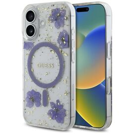 Guess Resin Flowers Glitter MagSafe case for iPhone 16 - purple - Apple Cases - Cases - Techbox