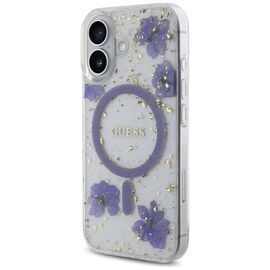 Guess Resin Flowers Glitter MagSafe case for iPhone 16 - purple - Apple Cases - Cases - Techbox