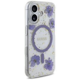 Guess Resin Flowers Glitter MagSafe case for iPhone 16 - purple - Apple Cases - Cases - Techbox