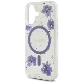 Guess Resin Flowers Glitter MagSafe case for iPhone 16 - purple - Apple Cases - Cases - Techbox