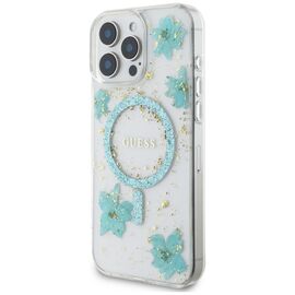 Guess Resin Flowers Glitter MagSafe iPhone 16 Pro Case - Clear Green - Apple Cases - Cases - Techbox