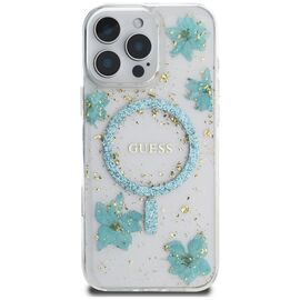 Guess Resin Flowers Glitter MagSafe iPhone 16 Pro Case - Clear Green - Apple Cases - Cases - Techbox