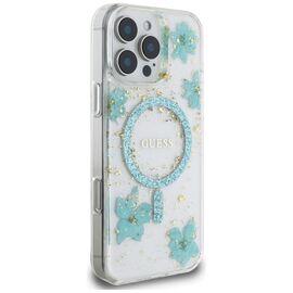 Guess Resin Flowers Glitter MagSafe iPhone 16 Pro Case - Clear Green - Apple Cases - Cases - Techbox