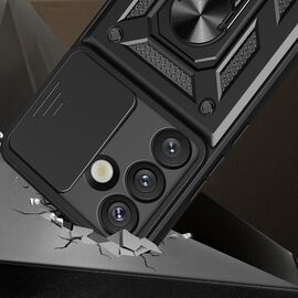 Hybrid Armor Camshield Case with Stand and Camera Cover for Samsung Galaxy M06 5G / F06 5G - Black | Techbox