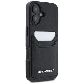 Karl Lagerfeld HC Grained PU Cardslot Metal Elong iPhone 16 Case - Black - Apple Cases - Cases - Techbox