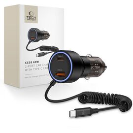 CC05 Car Charger 2-Port PD60 W + USB-C Cable - Black | Techbox