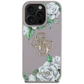 Guess Grained Roses Big 4G Logo iPhone 16 Pro Max Case - Purple | Techbox