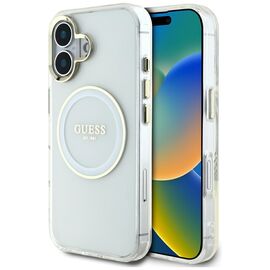 Guess IML Metal Colored Circle Classic Logo MagSafe case for iPhone 16 - white - Apple Cases - Cases - Techbox