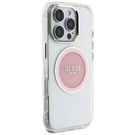 Guess IML Metal Colored Circle Classic Logo MagSafe iPhone 16 Pro Case - Pink | Techbox
