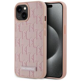 Karl Lagerfeld Leather Monogram Metal Logo MagSafe iPhone 15 Case - Pink - Uncategorized Cases (2) - Cases - Techbox