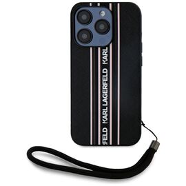 Karl Lagerfeld Saffiano Athleisure Stripes Cord iPhone 15 Pro Max Case - Pink - Uncategorized Cases (2) - Cases - Techbox