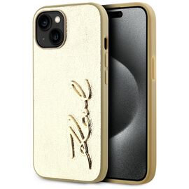 Karl Lagerfeld Wrinkled Metal Signature iPhone 15 Case - Gold | Techbox