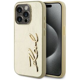 Karl Lagerfeld Wrinkled Metal Signature iPhone 15 Pro Case - Gold | Techbox