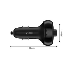 Tech-Protect CC06 3-port PD72W car charger with transmitter - black