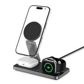 Tech-Protect QI15W-A47 MagSafe 3in1 Inductive Charger + USB-C Cable - Black | Techbox