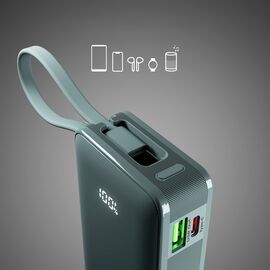 Powerbank SBS 10000 mAh 20W with built-in USB-C cable and digital display - gray - Travel Chargers - Smartphone Chargers - Techbox