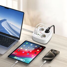 Tech-Protect PCS3X4 power strip, 3 sockets, 2xUSB-A, 2xUSB-C 200 cm - white