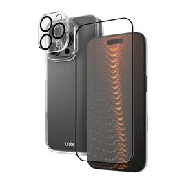 SBS set with D3O technology for iPhone 16 Pro - case + glass screen and camera protector - transparent | Techbox