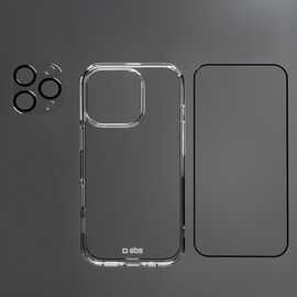 SBS set with D3O technology for iPhone 16 Pro - case + glass screen and camera protector - transparent | Techbox