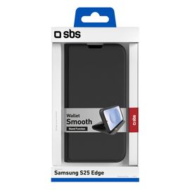 SBS Wallet Case with Stand and Wallet for Samsung Galaxy S25 Edge - Black | Techbox