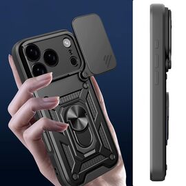 Hybrid Armor Camshield Case for iPhone 17 Pro Max with Stand and Camera Cover - Black - Apple Cases - Cases - Techbox